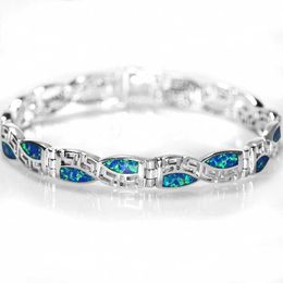 Chaîne à maillons JLB-040 nouveau Design motif chinois bleu opale gemme pour femmes Bracelets Bracelets G230222