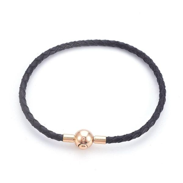 Kissitty – Bracelets en cuir tressé, 2 couleurs, chaîne à maillons, avec fermoirs en laiton, corde, résultats de bijoux de base