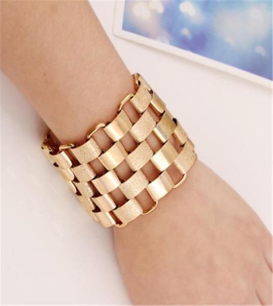 Chaîne de liaison Komi Punk Metal Hollow Geometric Square Width Bracelet For Women Men Gold Silver Color Vintage Bijoux Gift i3967053430
