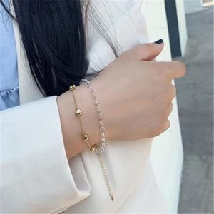 Link Chain Koreaanse stijl Crystal Heart Double Bracelet Party Gold Women's Romantic Valentine's Day Gift Trum22