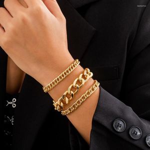 Chaîne à maillons Lacteo Hip Hop Croix Métal Twist Bracelet Pour Femmes Punk Multi Couche Or/Argent Couleur Bracelets Cubains Ensemble Bijoux Kent22