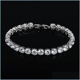 Link Chain Link Chain 11.11 Sale Tennis Bracelet for Woman with Charm 6mm en Round Cubic Zirconia Pseira Classic Wedding Jewelry La Dhrie