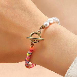 Eslabón, cadena LOVOACC Verano Boho Hecho a mano Multicolor Simulación Perlas Cuentas Pulseras con dijes para mujeres Oro Broche de palanca Joyería