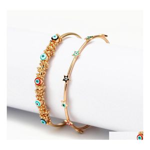 Link Chain Lucky Drop Oil Turkish Evil Blue Eye Bangle Bracelet Gold Sier Color Bangles geschenken voor vrouwen Men Fashion Jewelry Lever DHDS6