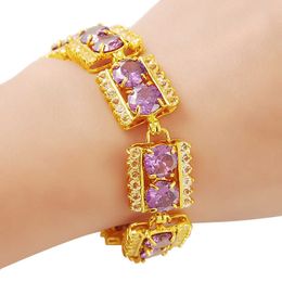Link Chain Luxe Sieraden 24K Gouden Armband Vergulde 15,5 mm Zirkoon Kristal Armband voor Vrouw Sieraden Gift G230222