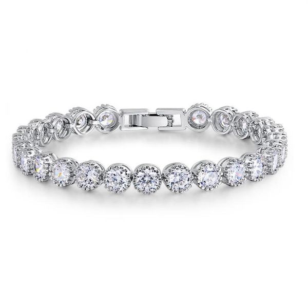 Chaîne à maillons de luxe 4mm 5mm ronde CZ 925 en argent Sterling bracelet de tennis bracelets pour femmes bijoux fête de mariage cadeau de noël S2143