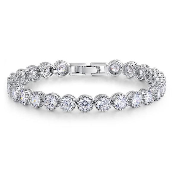 Chaîne à maillons de luxe 4mm 5mm ronde CZ 925 en argent Sterling bracelet de tennis bracelets pour femmes bijoux fête de mariage cadeau de noël S322M