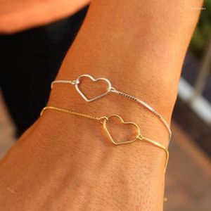 Lien chaîne luxe alliage pêche coeur Bracelet pour femme couleur dorée argent perles dames 2022 bijoux en gros Inte22