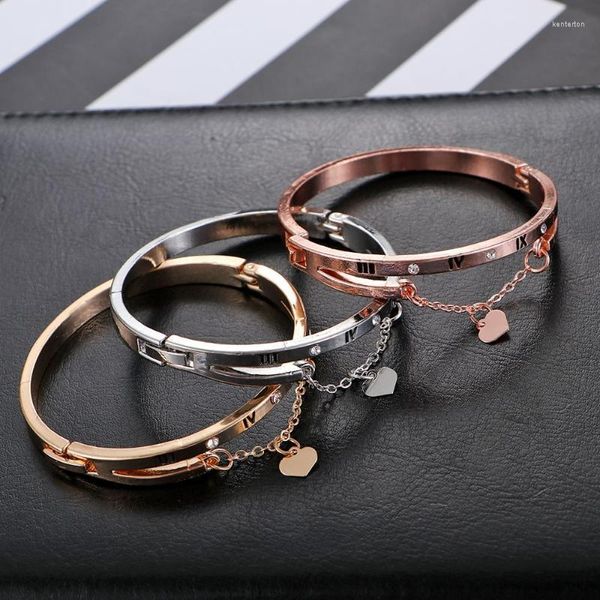 Cadena de eslabones de lujo de oro rosa pulseras de acero inoxidable brazaletes corazón femenino para siempre amor marca pulsera del encanto para las mujeres joyería famosa Kent22