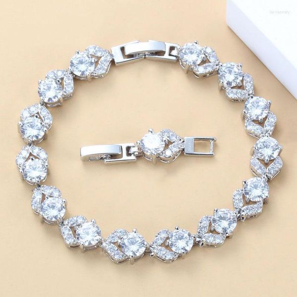 Cadena de eslabones Mark Wealth Prosperity Bracelet Bangle con White Cubic Zirconia Joyería de boda para mujeres Accesorios Longitud ajustable Link Lars