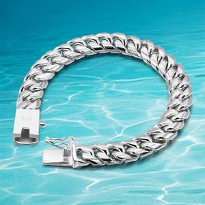 Lien chaîne hommes tressé fouet Bracelet 925 argent solide lien Bracelets bijoux Sterling large 10MM233t