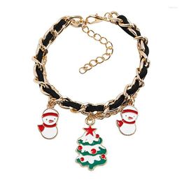 Link Chain Metallic Santa Claus Christmas Bracelet Hangers Drop ornamenten Xmas Decor voor Home Navidad Noel Jaar Fawn22