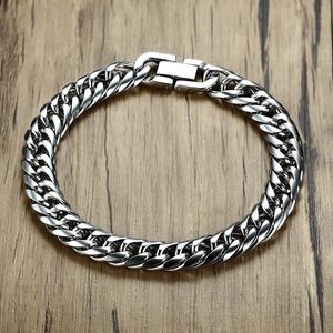 Lien, Chaîne Miami Cuban Link Bracelet Homme En Acier Inoxydable Ton Argent Brassard Lourd Pulseira Bileklik Bijoux Homme 8-14 Mm 21-22cm