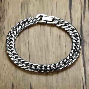 Link Chain Miami Cubaanse Link Herenarmband in zilverkleurig roestvrij staal Zware armband Pulseira Bileklik Mannelijke sieraden 8-14 mm 21-293o