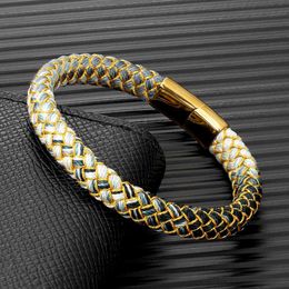 Link Chain MKENDN Handgemaakt creatief ontwerp Kiel touw Bracelet roestvrijstalen magneet Buckle Koi Lucky Jewelry G230222