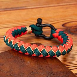 Linkketen mkendn mannen dames d vorm survival bracelet outdoor camping redding spoed touw armband zwart roestvrijstalen hoefijzer buckle g230222