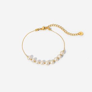 Link Chain Natural Freshwater Pearl roestvrijstalen armband armband Sieraden vrouwen geschenk sierlijke PVD 18K gouden kettingarmband G230208