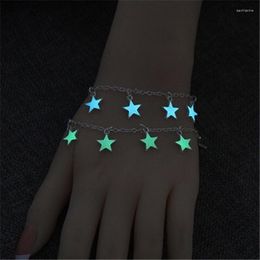 Link Chain Net Red Heart Star gekoppeld Lumineuze armband Forest Department College Friend Gift Blue Fluorescent Sweet