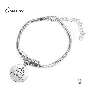 Chaîne à maillons Never Give Up Bracelets Lettre Persistance Bracelet Hommes Inspiré Excitation À La Main Pour Les Femmes Cadeaux En Gros Drop Deli Ot9By