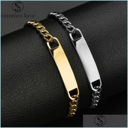 Lien Chaîne Nouveau Bar Bracelet Hommes Frères Or En Acier Inoxydable Gravé Bracelets Personnaliser Bijoux Cadeau De Fête Peut Personnalisé Yydhhome Dh2Cs