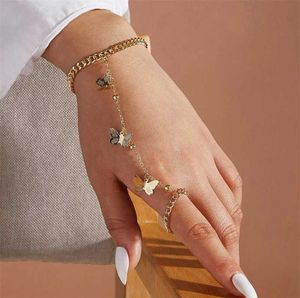 Lien Chaîne Nouvelle Mode Papillon Pendentif Lien Chaîne Poignet Bracelet pour Femmes Gothique Punk Bague Bracelets 2022 Tendance Esthétique Bijoux G230208