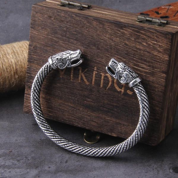 Lien Chaîne Nordique Viking Dragon Bracelet Réglable Hommes Bracelet Manchette Bracelets Avec En Bois BoxLink Lars22