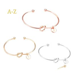 Lien Chaîne Conception Originale Initiale 26 Lettres Charme Noeud Bracelet Creative Alphabet Sauvage Copines Amoureux Demoiselle D'honneur Ouverture Bangl Dhxsa