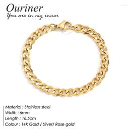 Link Chain Ouriner Curb armbanden Men Bracelet Classic roestvrij staal 4 mm/6 mm/8 mm charman Cuban voor vrouwen fawn22