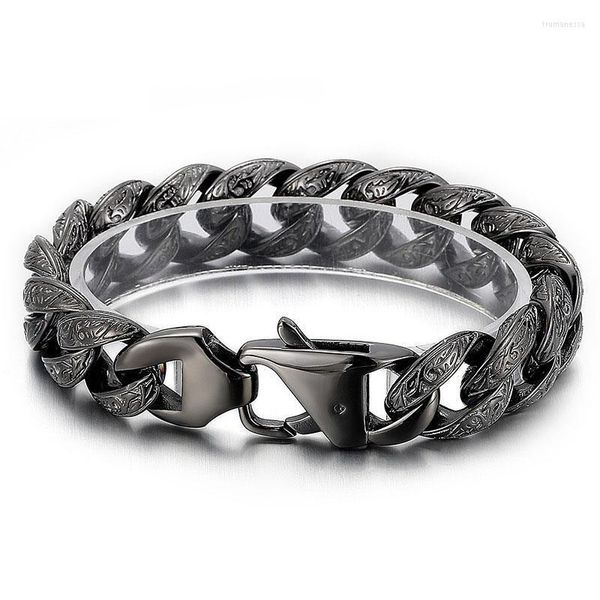 Lien Chaîne Motif Cubain Bracelet Pour Hommes En Acier Inoxydable Audacieux Vintage Cool Hip-Hop Bijoux En Gros Articles Emo Trum22