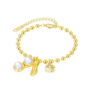 Link Chain Pearl -armband Verstelbare slot Schakel Knoop Knopen Cuff Schakelbanden voor tienermeisje Dames Dainty Bangle DecorationLink