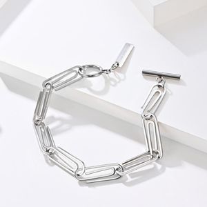 Link Chain Persoonlijkheid Punk Pin Mannen Armband Toggle Sluitingen Roestvrij Staal Paperclips Armbanden Voor Mannen Hem Verjaardag GeschenkenLink