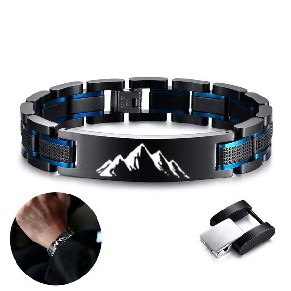 Chaîne à maillons Bracelet Homme Personnalisé Acier Inoxydable ID Personnalisé Gravé Groomsman GiftsLink