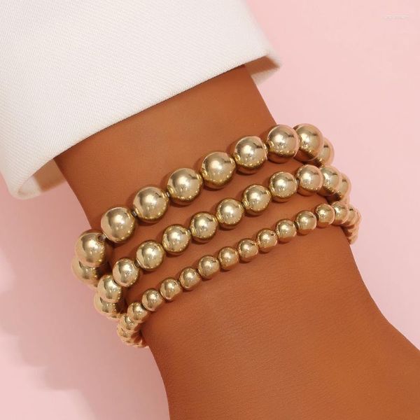 Bracelets en perles délicates en plastique pour femmes, chaîne à maillons, couleur or délicate, barre captivante, bijoux brillants, Lars22