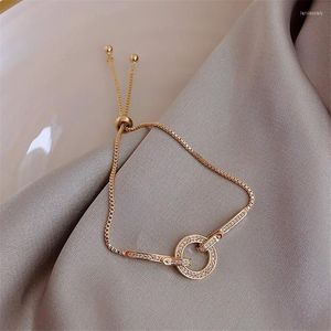 Link -keten voorkomen allergysilver kleurarmband voor vrouwen koppels Koreaanse mode ronde kristalbangle feest sieraden cadeau lars22