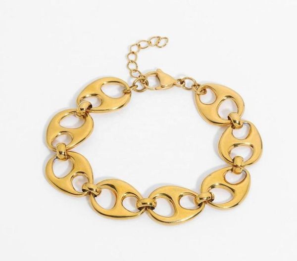 Chaîne de liaison Punk Mariner Anchor Link Bracelet Chunky For Women Men 18K Gold plaqué en acier inoxydable 2940671