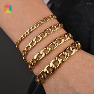 Chaîne à maillons Punk hommes et femmes Bracelet cubain mode fête bijoux cadeau pailleté Fawn22