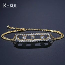 Lien Chaîne RAKOL Mode Bracelets pour Femmes 2022 Luxe Zircon Cristal Chaîne Lien Bracelet Simple Corée Cubique Zircone Partie Bijoux Cadeau G230208