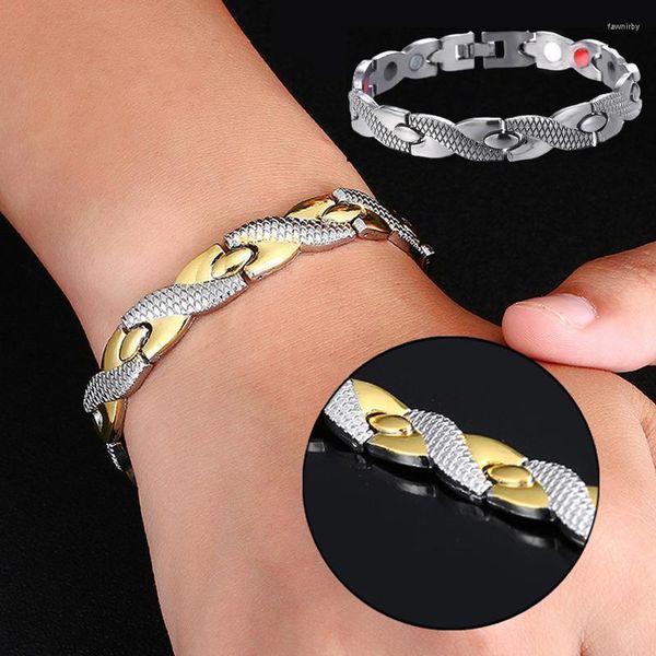 Bracelet magnétique élégant en alliage pour hommes, chaîne à maillons amovible, pour soulager la douleur de l'arthrite, canal carpien, NOV99 Fawn22