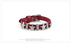 Bracelet en alliage de cuir de vachette rétro avec chaîne à maillons Bracelet en cuir étoile G230208