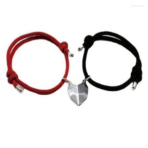 Chaîne à maillons romantique 2 pièces, Bracelet magnétique en forme de cœur pour hommes et femmes, haute qualité, rouge et noir, bijoux de Couple, accessoires cadeaux