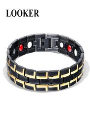 Link Chain Round Stone Magnetic Therapy Bracelet Health Care Hematiet armbanden voor mannen 316 roestvrij staal link62117999