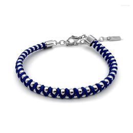 Bracelets en perles Runda pour hommes, chaîne à maillons, corde Textile bleue de 22Cm, accessoires en acier inoxydable, bijoux faits à la main, cadeaux Trum22