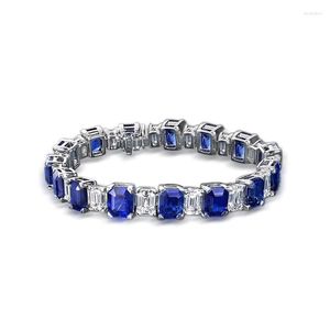 Chaîne à maillons S925 Bracelet en argent femme européenne américaine tempérament élégant marée simple rangée incrusté saphir synthétique 17 cm Kent22