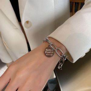 Link Chain Zilver Kleur Punk Bangle Klassieke Hip Hop Harajuku Dikke Dunne Dubbele Hanger Link Ronde Armband Voor Mannen Jewelry2603