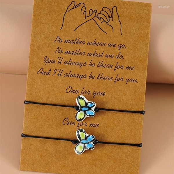 Cadena de eslabones, pulsera de mariposa Simple, alambre de cera hecho a mano estereoscópico de cerámica trenzado ajustable para mujer, joyería, PulserasLink Lars22