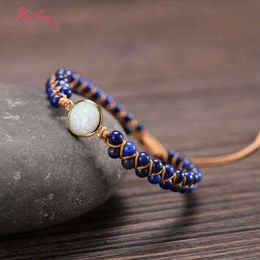Link Chain Stone Wrap armbanden femme amethists opaal string gevlochten yoga reiki symbool bangle armband armband Boemian g230222