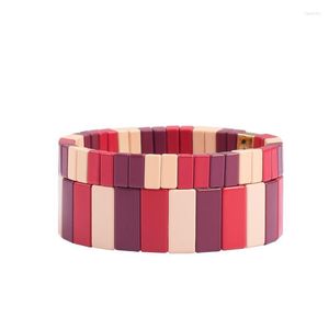 Link Chain rekbare tegel emailarmarmbanden voor vrouwen mannen sieraden geschenk tila kralen kleurblok Boheemse stapelbare streng armband fawn22