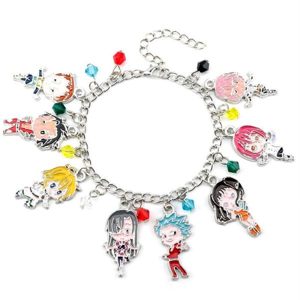 Cadena de eslabones Los siete pecados capitales Meliodas Elizabeth Liones Pulsera con dijes Escanor León Merlín Jabalí Gowther Cabra Rey Ban Jewelry293u