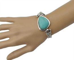 Chaîne de liaison Tibet Vintage Big Green Stone Turquoises Bracelet Femmes Hommes Bohemian Gypsy Tribe Tribu Indian Bracelets Bracelets Bangles Bijoux G230208