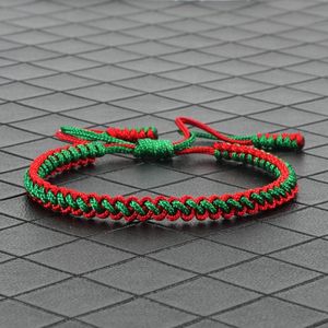 Linkketen Tibetaanse boeddhistische gelukkige bedelarmbanden armbanden voor vrouwelijke mannen handgemaakte knopen groen rood touw kerstcadeau armband juwelier